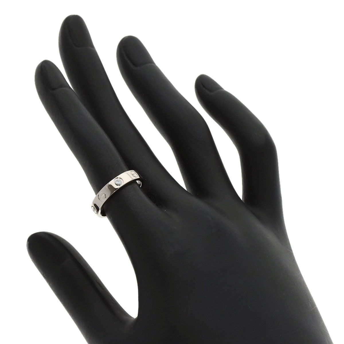 CARTIER mini love ring 1P Diamond Ring K18 White Gold Ladies [Used]