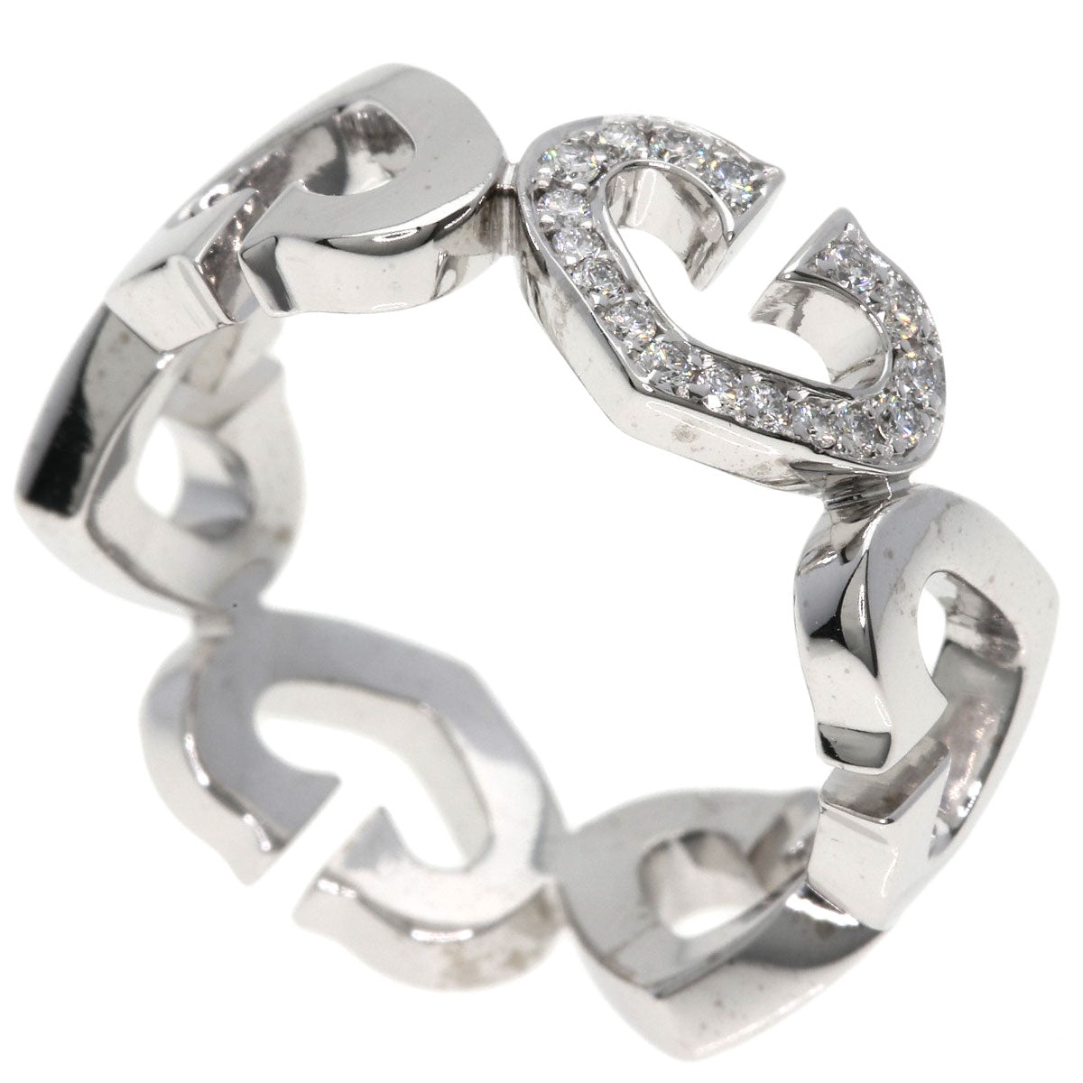 CARTIER C heart Diamond Ring K18 White Gold Ladies [Used]