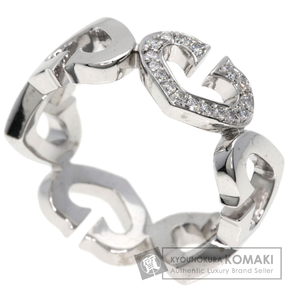 CARTIER C heart Diamond Ring K18 White Gold Ladies [Used]