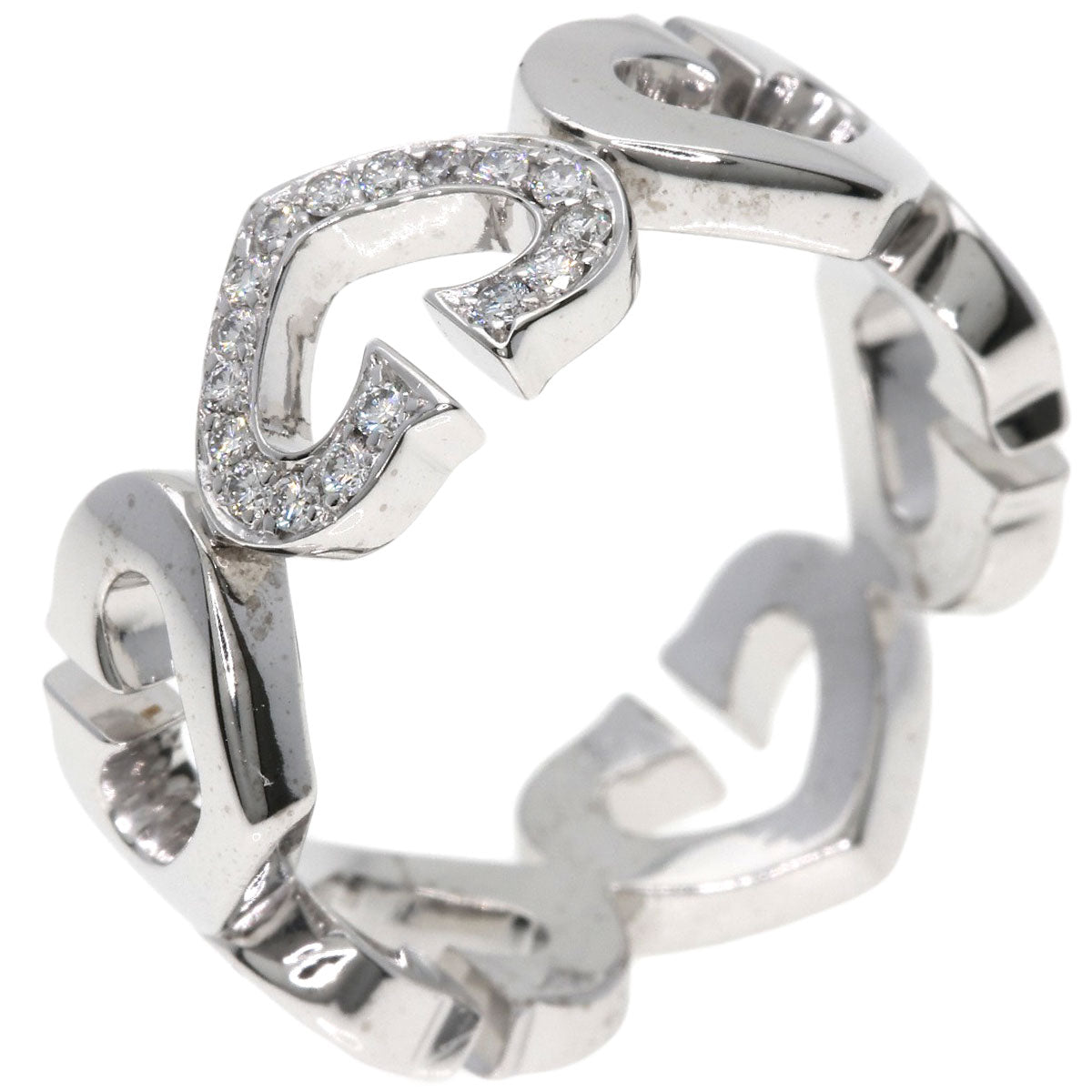 CARTIER C heart Diamond Ring K18 White Gold Ladies [Used]