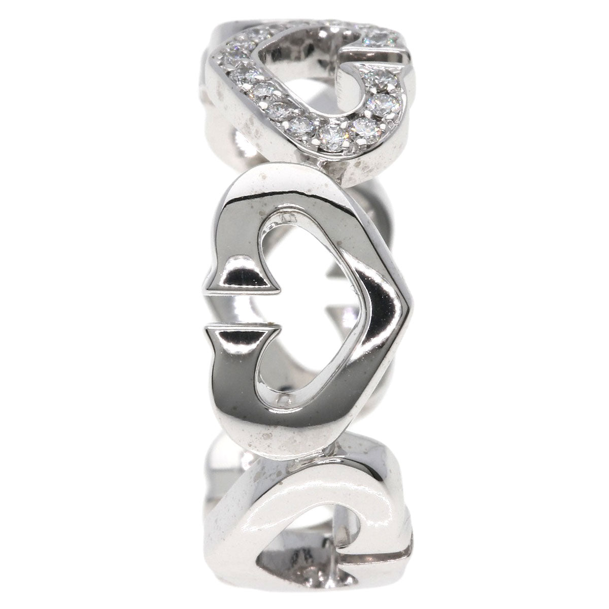 CARTIER C heart Diamond Ring K18 White Gold Ladies [Used]