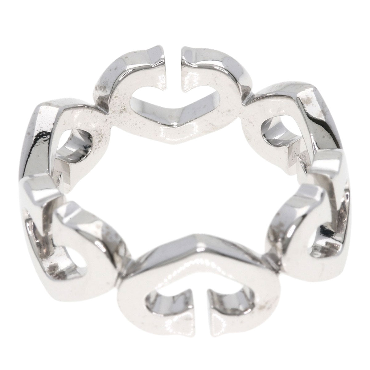 CARTIER C heart Diamond Ring K18 White Gold Ladies [Used]