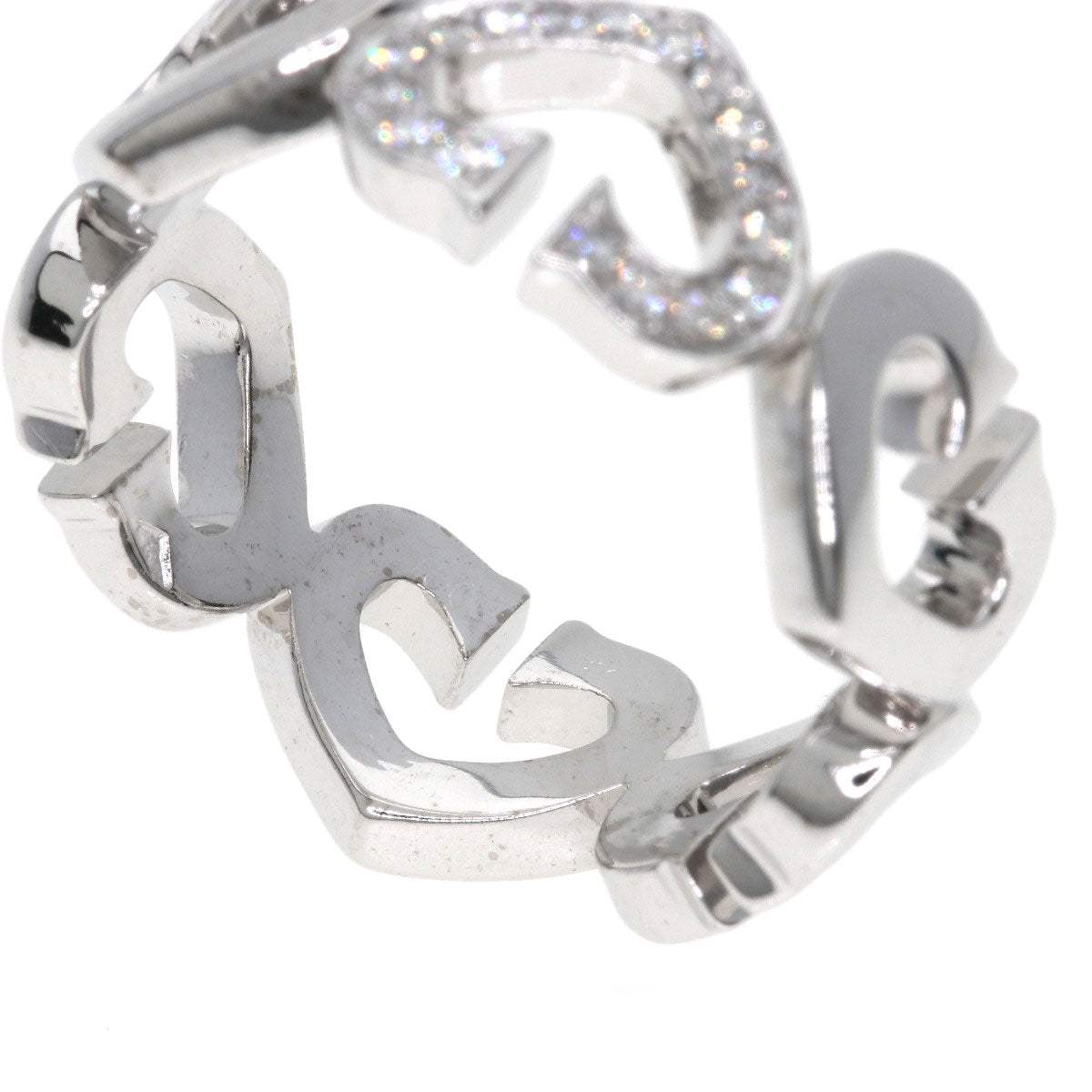 CARTIER C heart Diamond Ring K18 White Gold Ladies [Used]