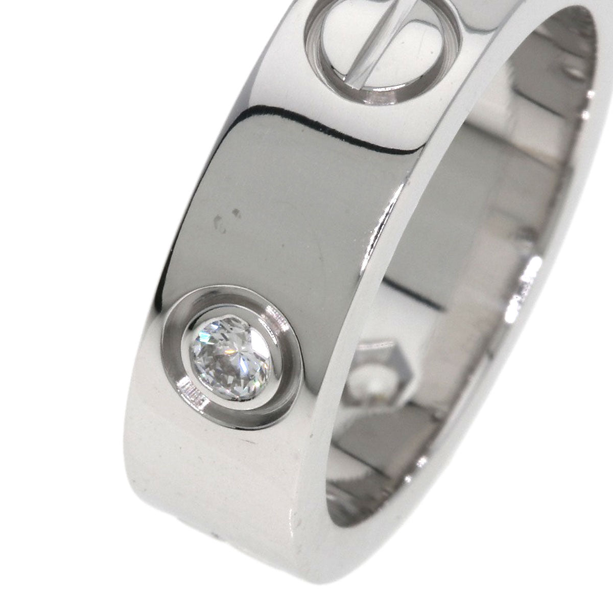 CARTIER love ring 3P Diamond #49 Ring K18 White Gold Ladies [Used]