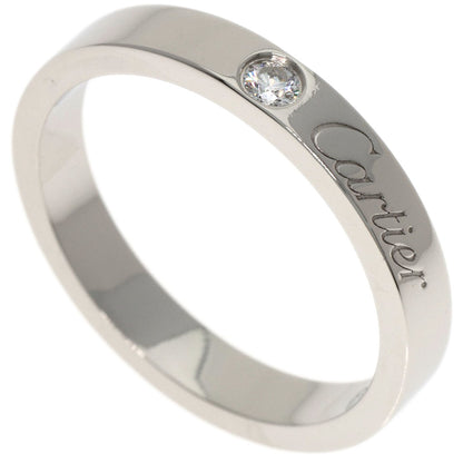CARTIER Engraved 1P Diamond # 50 Ring Platinum PT950 Ladies [Used]