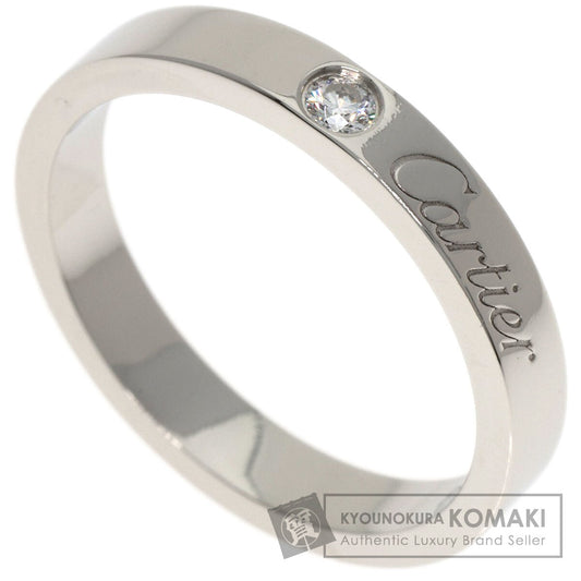CARTIER Engraved 1P Diamond # 50 Ring Platinum PT950 Ladies [Used]
