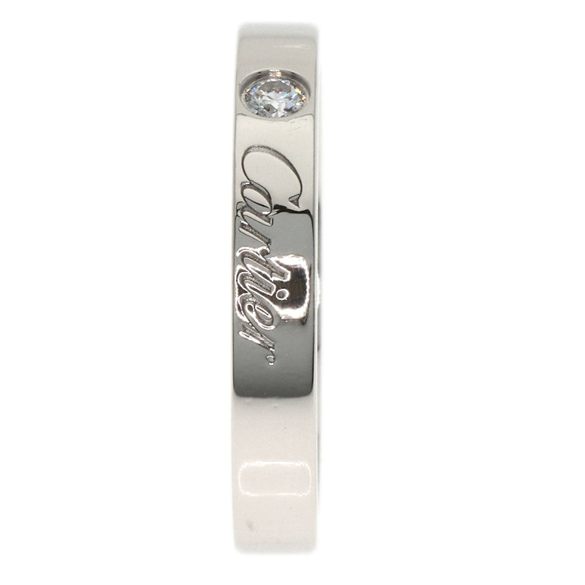 CARTIER Engraved 1P Diamond # 50 Ring Platinum PT950 Ladies [Used]