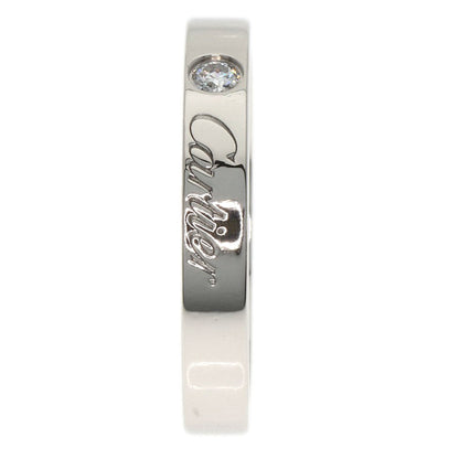 CARTIER Engraved 1P Diamond # 50 Ring Platinum PT950 Ladies [Used]