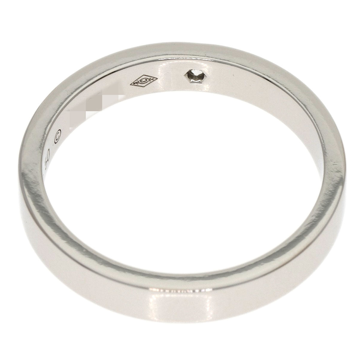 CARTIER Engraved 1P Diamond # 50 Ring Platinum PT950 Ladies [Used]