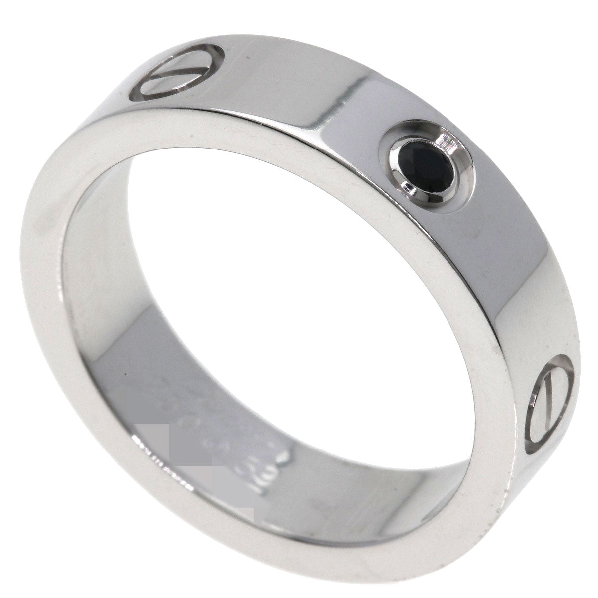 CARTIER Love ring black sapphire #59 Ring K18 White Gold Ladies [Used]