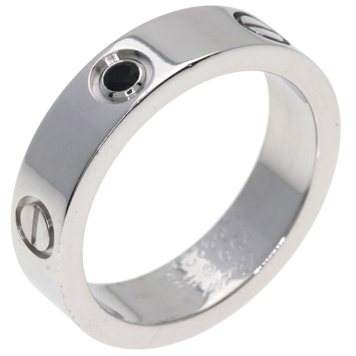 CARTIER Love ring black sapphire #59 Ring K18 White Gold Ladies [Used]