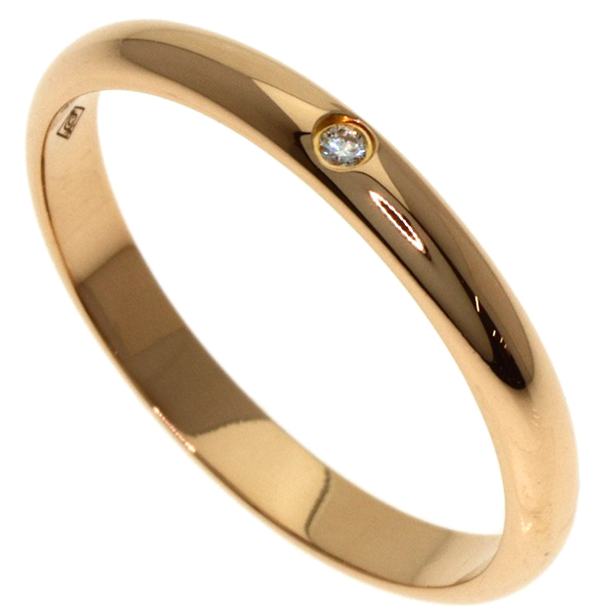 CARTIER 1895 Wedding 1P Diamond #55 Ring K18 Pink Gold Ladies [Used]