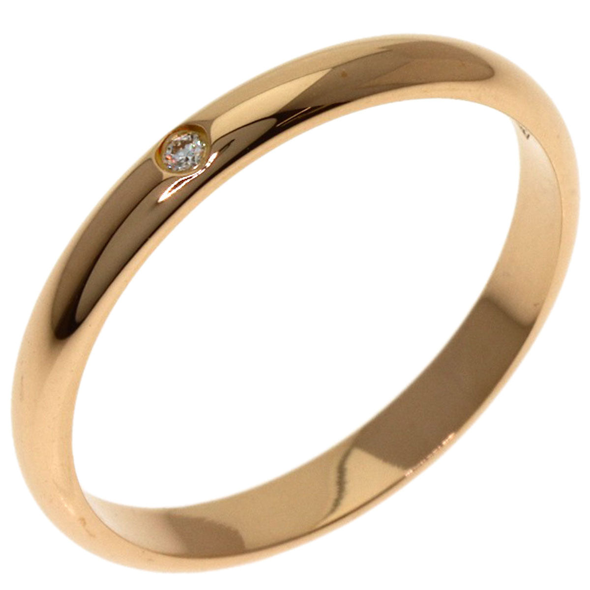CARTIER 1895 Wedding 1P Diamond #55 Ring K18 Pink Gold Ladies [Used]