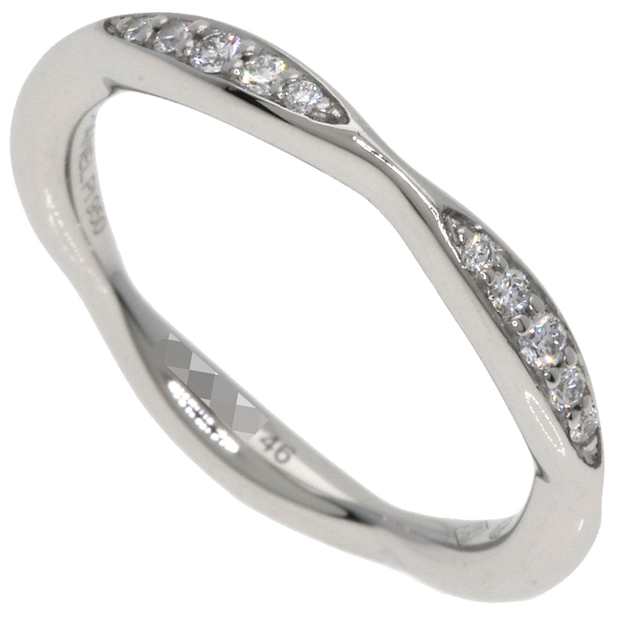 CHANEL Camellia Half Diamond #46 Ring Platinum PT950 Ladies [Used]
