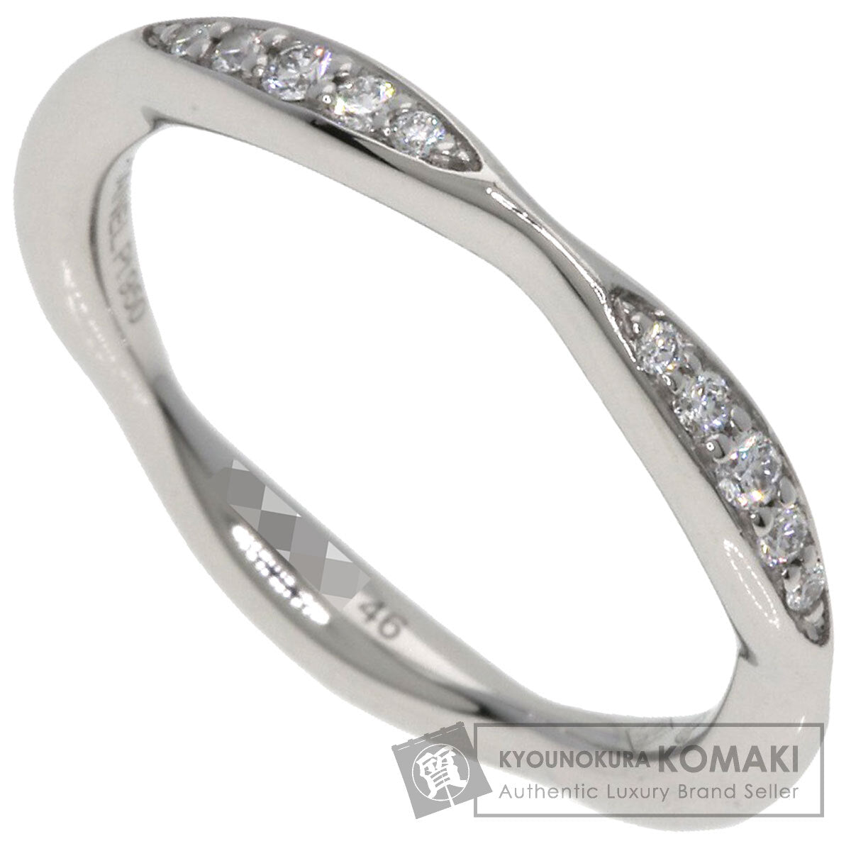 CHANEL Camellia Half Diamond #46 Ring Platinum PT950 Ladies [Used]