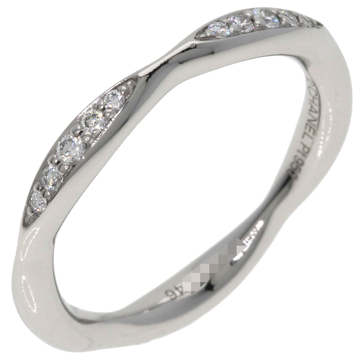 CHANEL Camellia Half Diamond #46 Ring Platinum PT950 Ladies [Used]