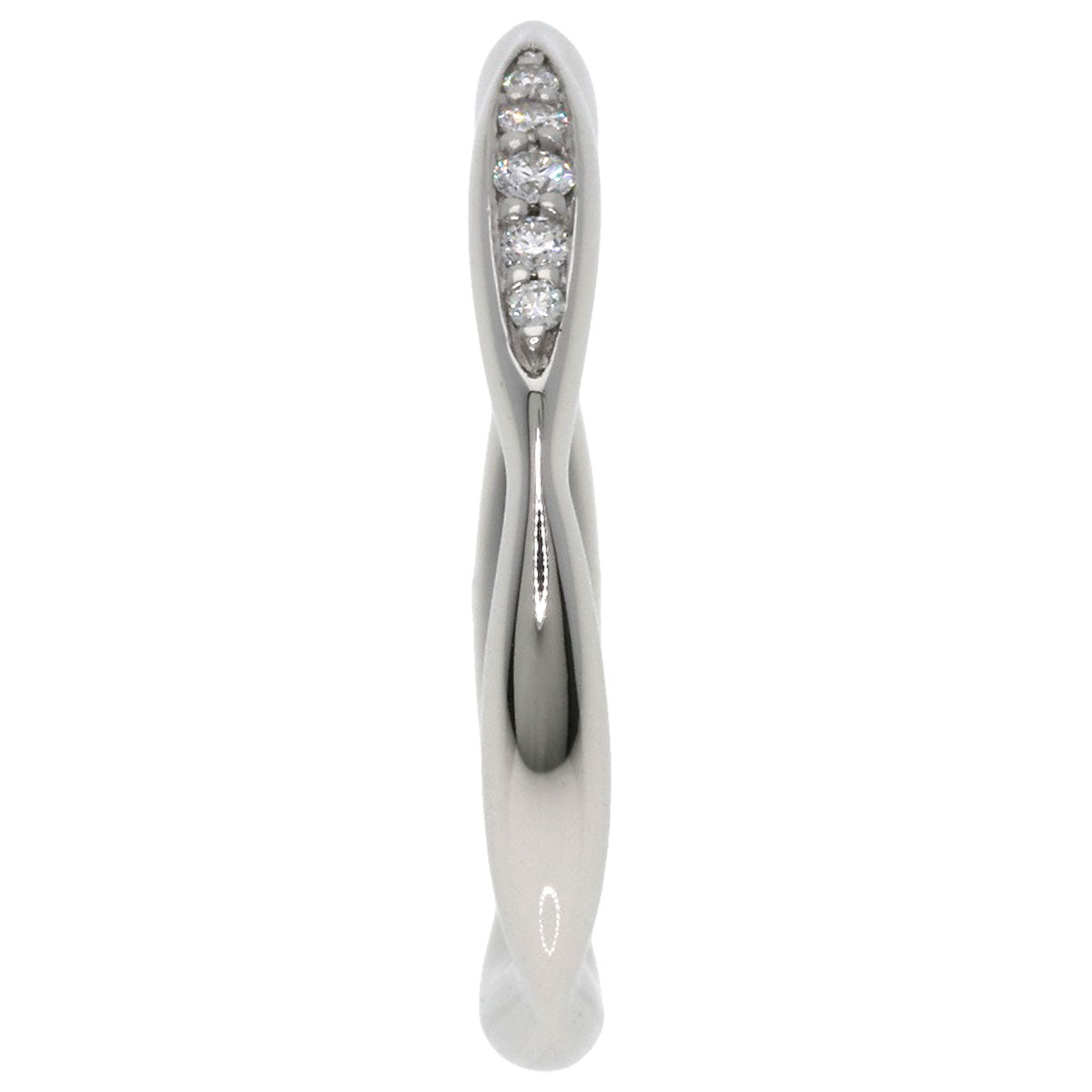 CHANEL Camellia Half Diamond #46 Ring Platinum PT950 Ladies [Used]