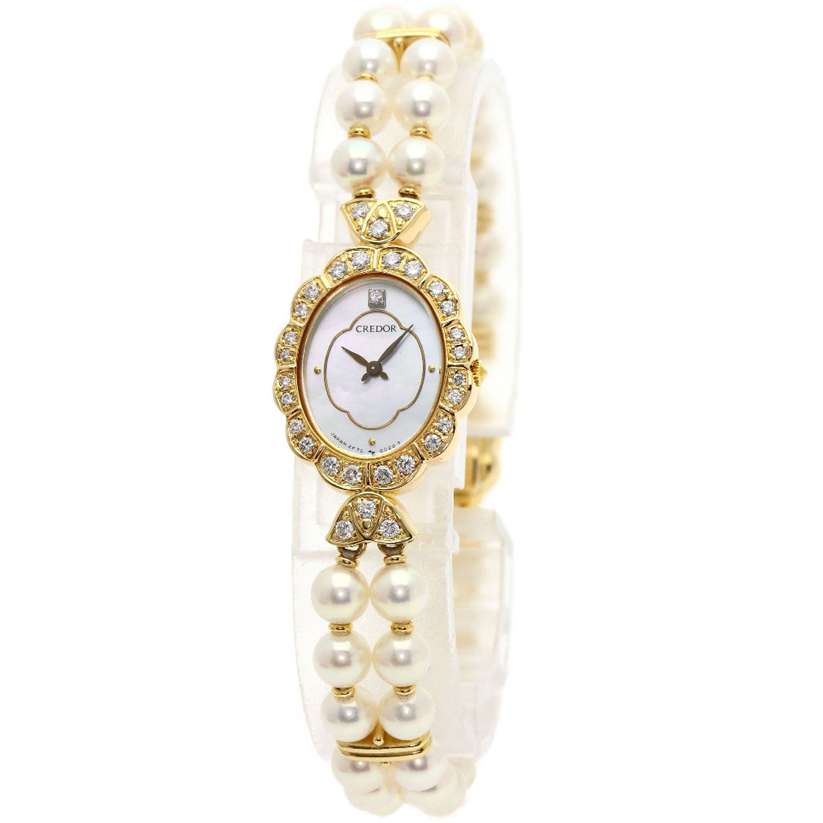 SEIKO Pearl Pearl DiamondBezel Watches GHWF987 2F70-5010 K18 Yellow Gold/PearlxK18YG Ladies