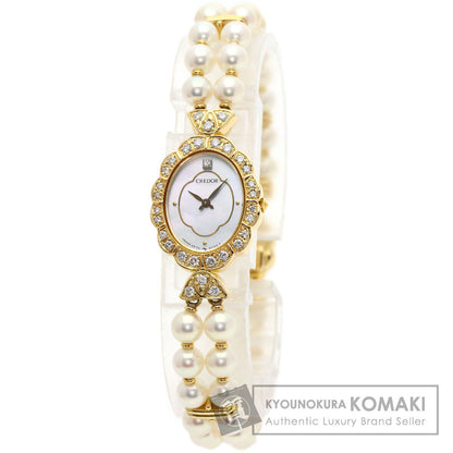 SEIKO Pearl Pearl DiamondBezel Watches GHWF987 2F70-5010 K18 Yellow Gold/PearlxK18YG Ladies