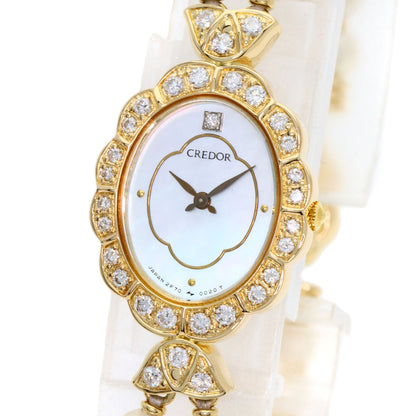 SEIKO Pearl Pearl DiamondBezel Watches GHWF987 2F70-5010 K18 Yellow Gold/PearlxK18YG Ladies