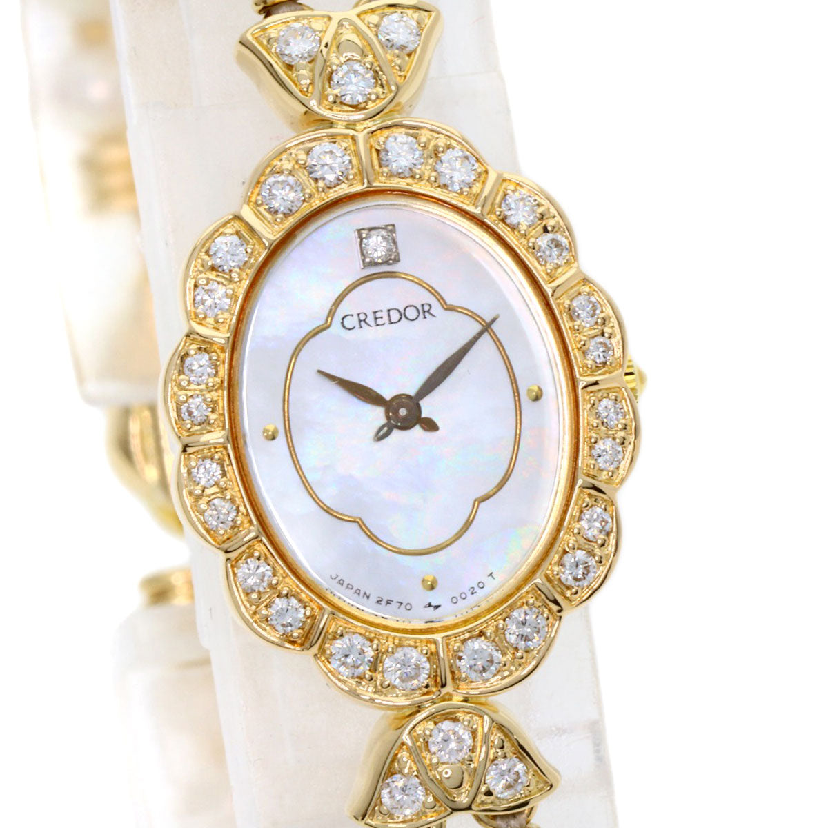 SEIKO Pearl Pearl DiamondBezel Watches GHWF987 2F70-5010 K18 Yellow Gold/PearlxK18YG Ladies