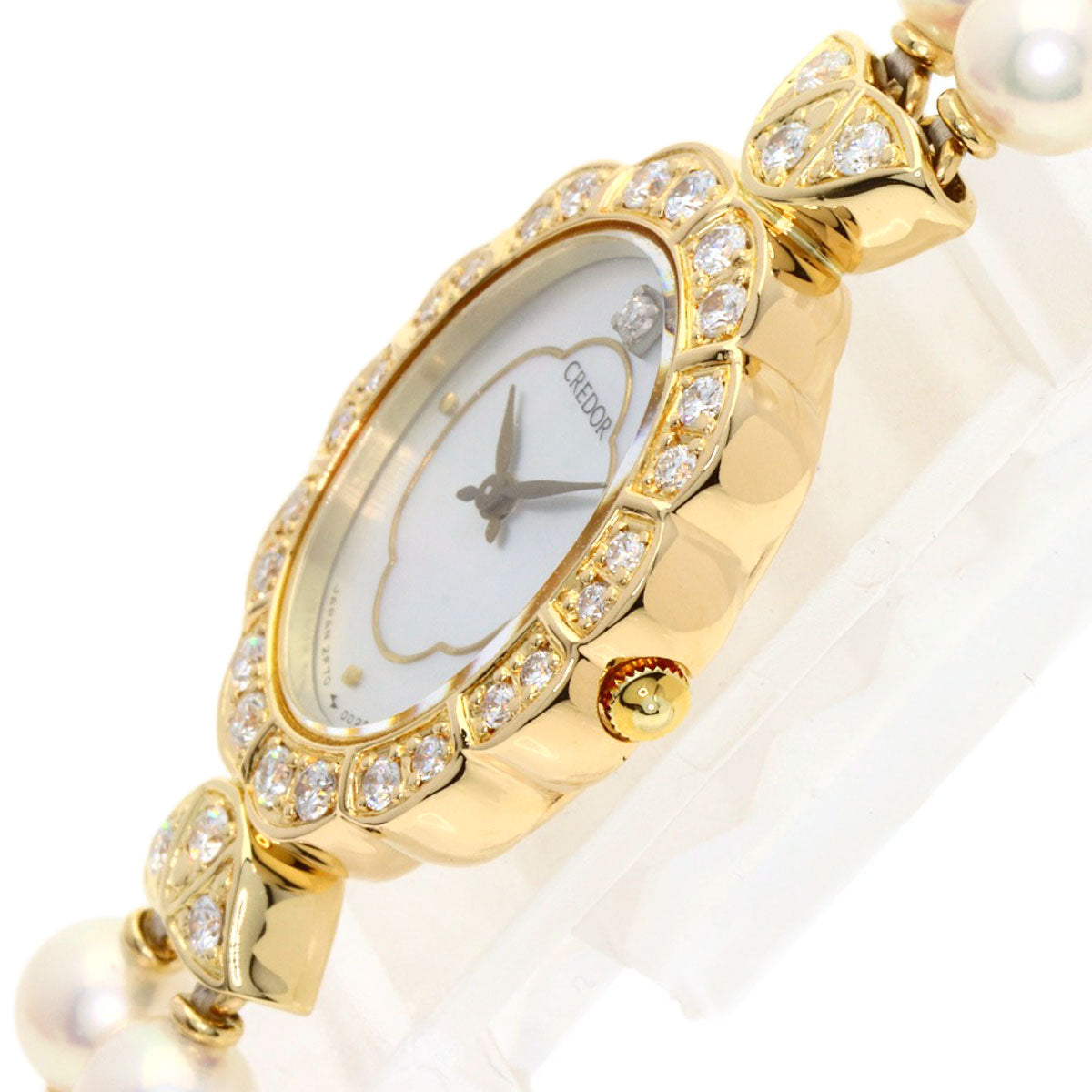 SEIKO Pearl Pearl DiamondBezel Watches GHWF987 2F70-5010 K18 Yellow Gold/PearlxK18YG Ladies