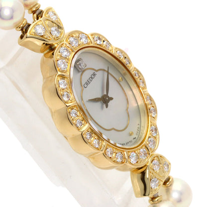 SEIKO Pearl Pearl DiamondBezel Watches GHWF987 2F70-5010 K18 Yellow Gold/PearlxK18YG Ladies