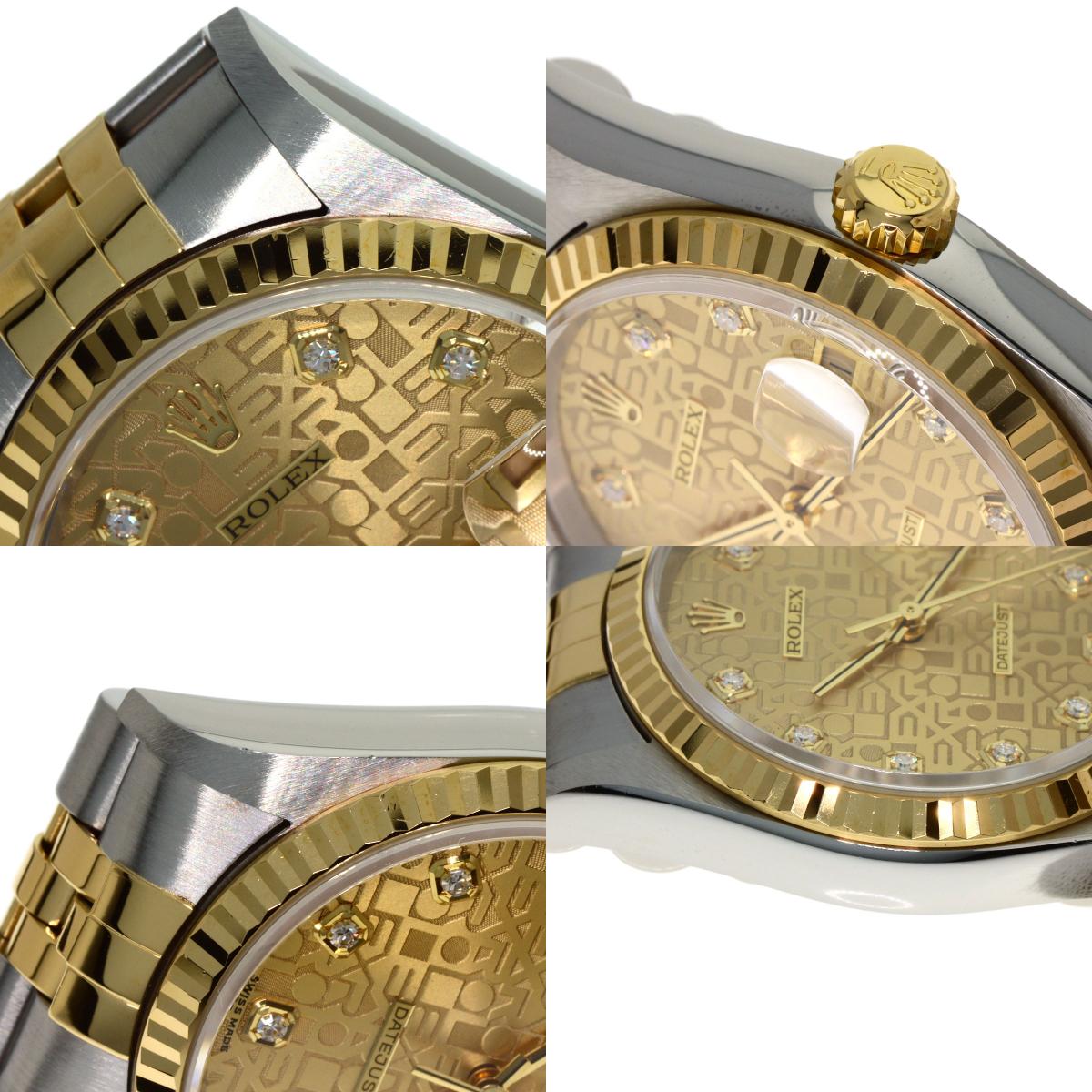 ROLEX DATEJUST 10P Diamond Watches 16233G Stainless Steel/SSxK18YG mens