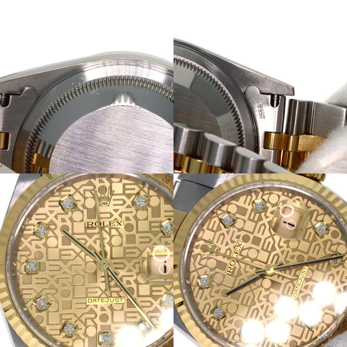 ROLEX DATEJUST 10P Diamond Watches 16233G Stainless Steel/SSxK18YG mens