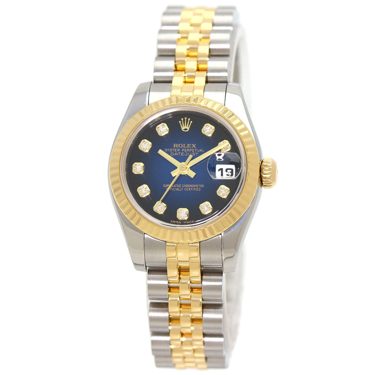 ROLEX Datejust 10P Diamond Blue Gradation Watches 179173G Stainless Steel/SSxK18YG Ladies