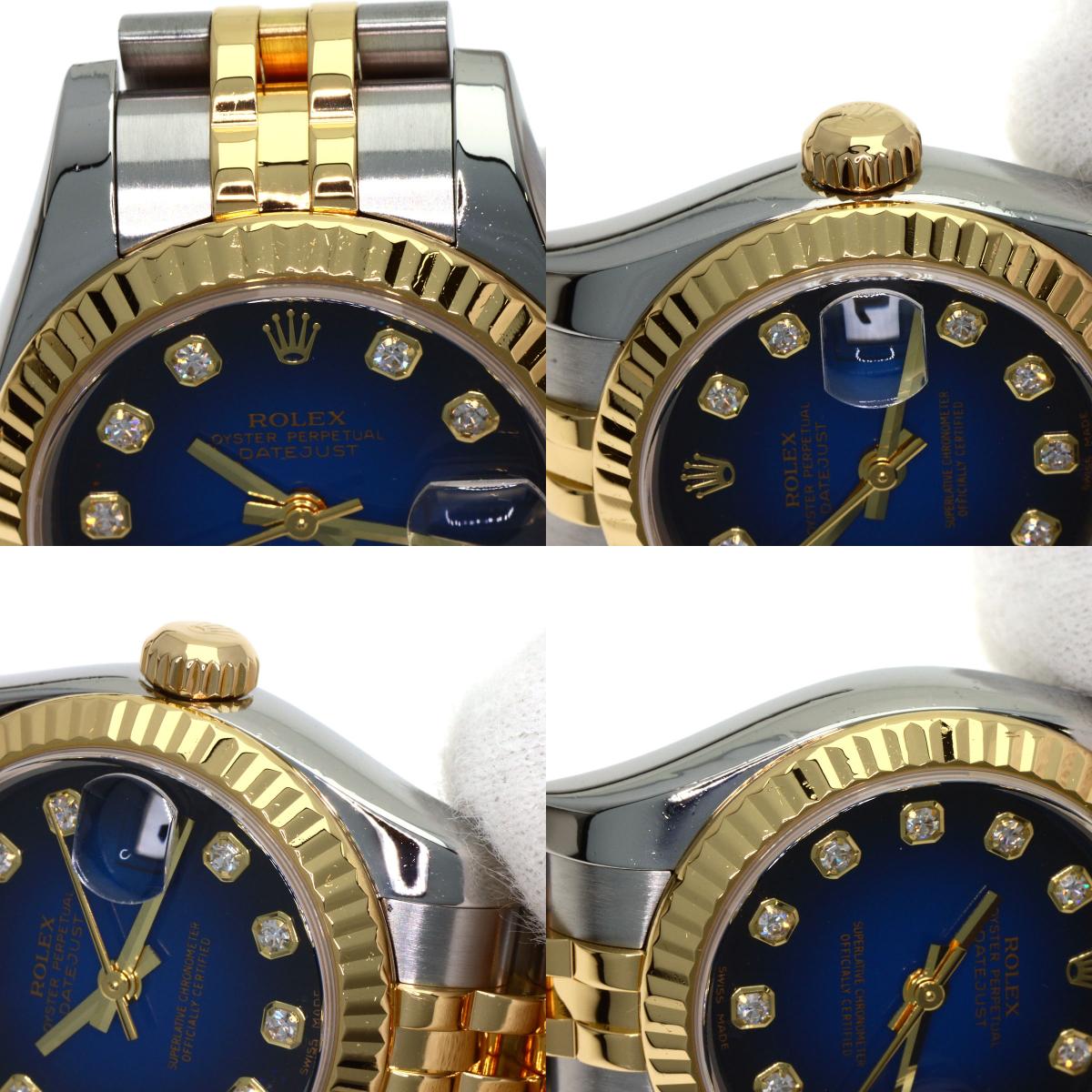 ROLEX Datejust 10P Diamond Blue Gradation Watches 179173G Stainless Steel/SSxK18YG Ladies