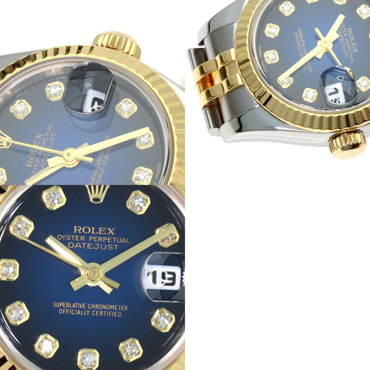 ROLEX Datejust 10P Diamond Blue Gradation Watches 179173G Stainless Steel/SSxK18YG Ladies
