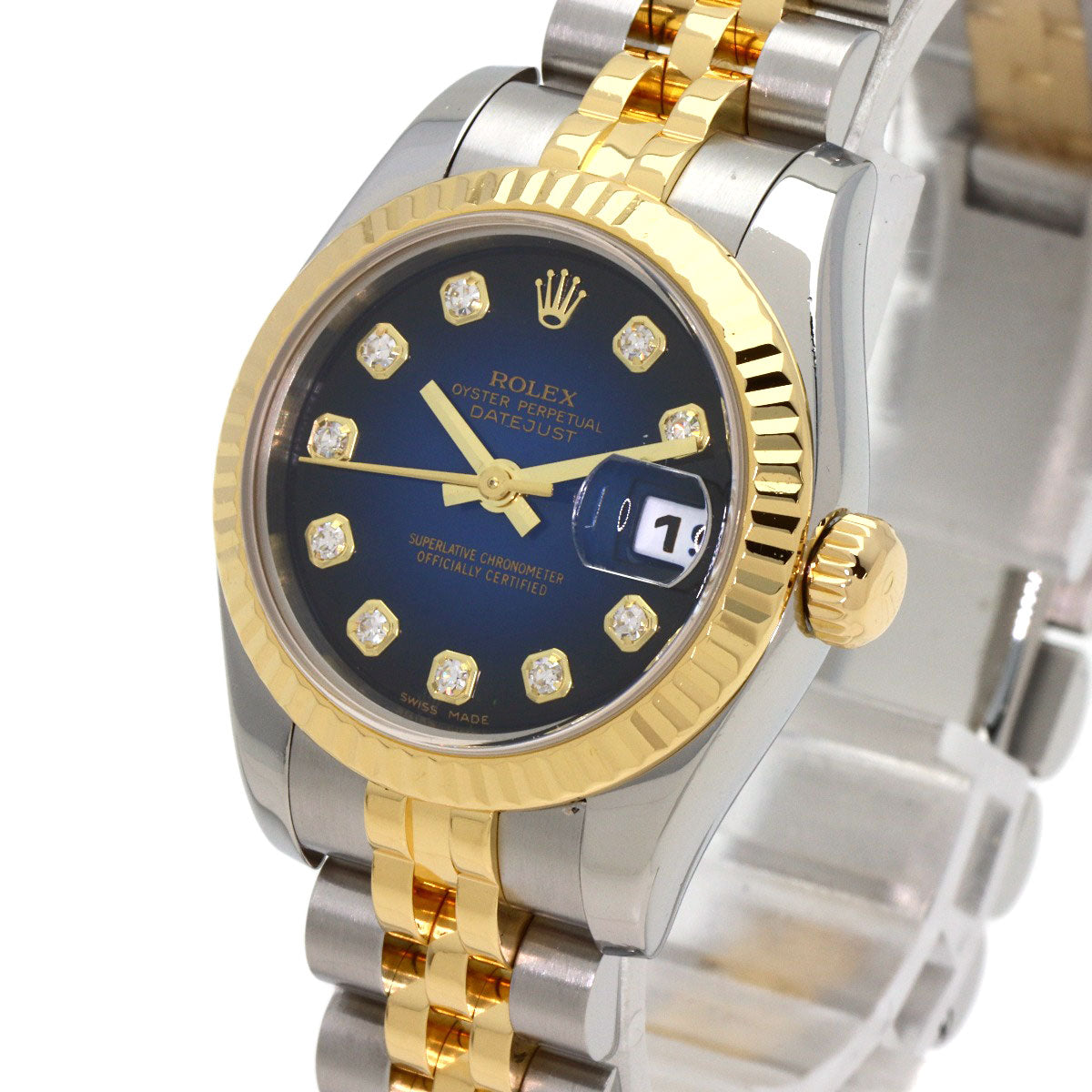 ROLEX Datejust 10P Diamond Blue Gradation Watches 179173G Stainless Steel/SSxK18YG Ladies