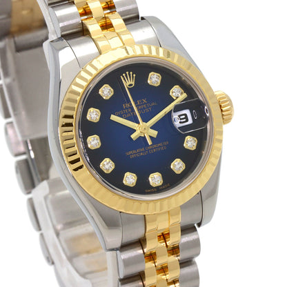 ROLEX Datejust 10P Diamond Blue Gradation Watches 179173G Stainless Steel/SSxK18YG Ladies