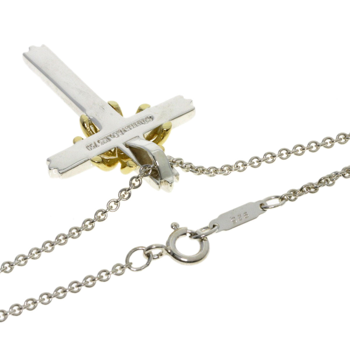 TIFFANY&Co. Signature cross Necklace Silver 18K Yellow GoldLadies [Used]