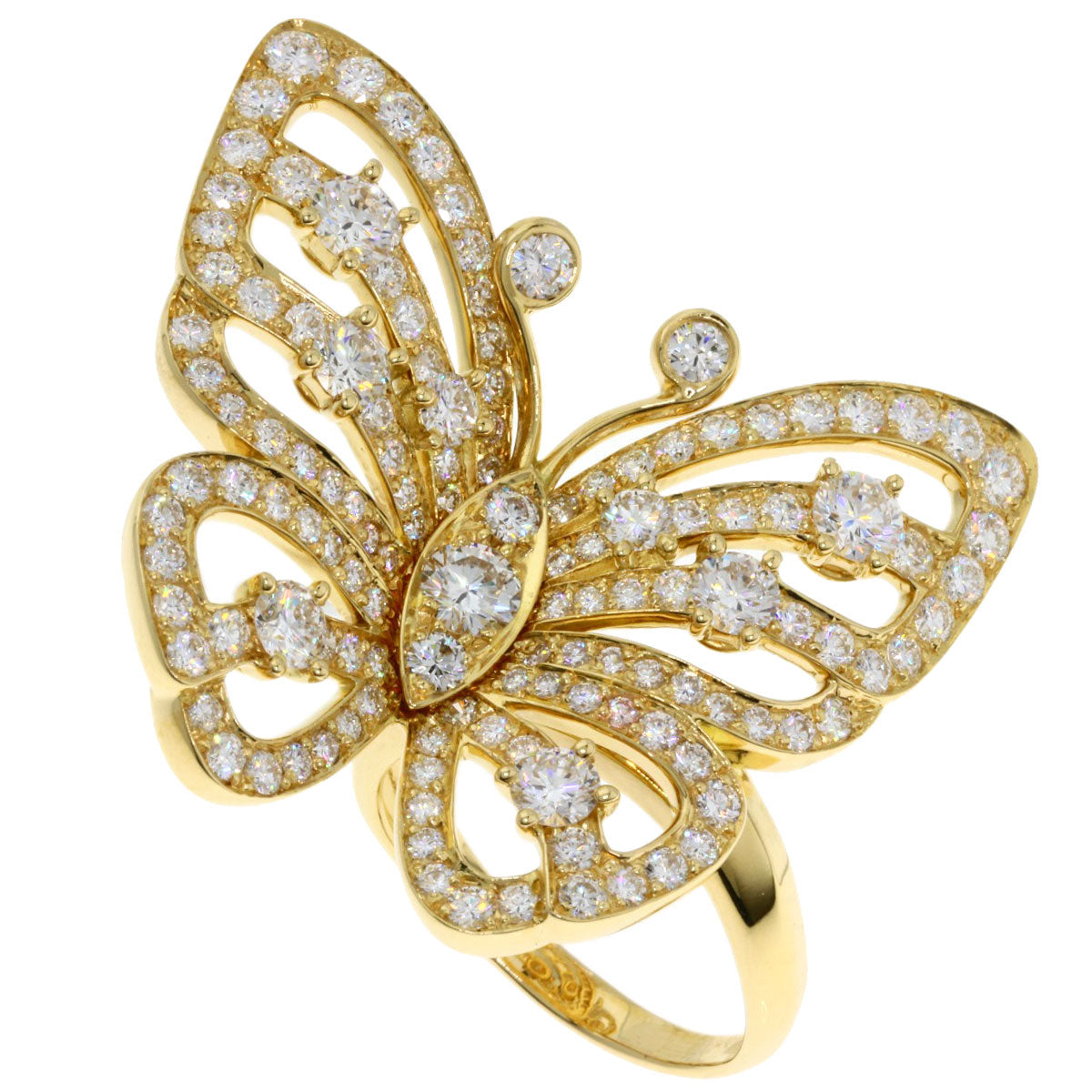 Van Cleef & Arpels Flying Butterfly Entrere Door Diamond #51 Ring K18 Yellow Gold Ladies [Used]