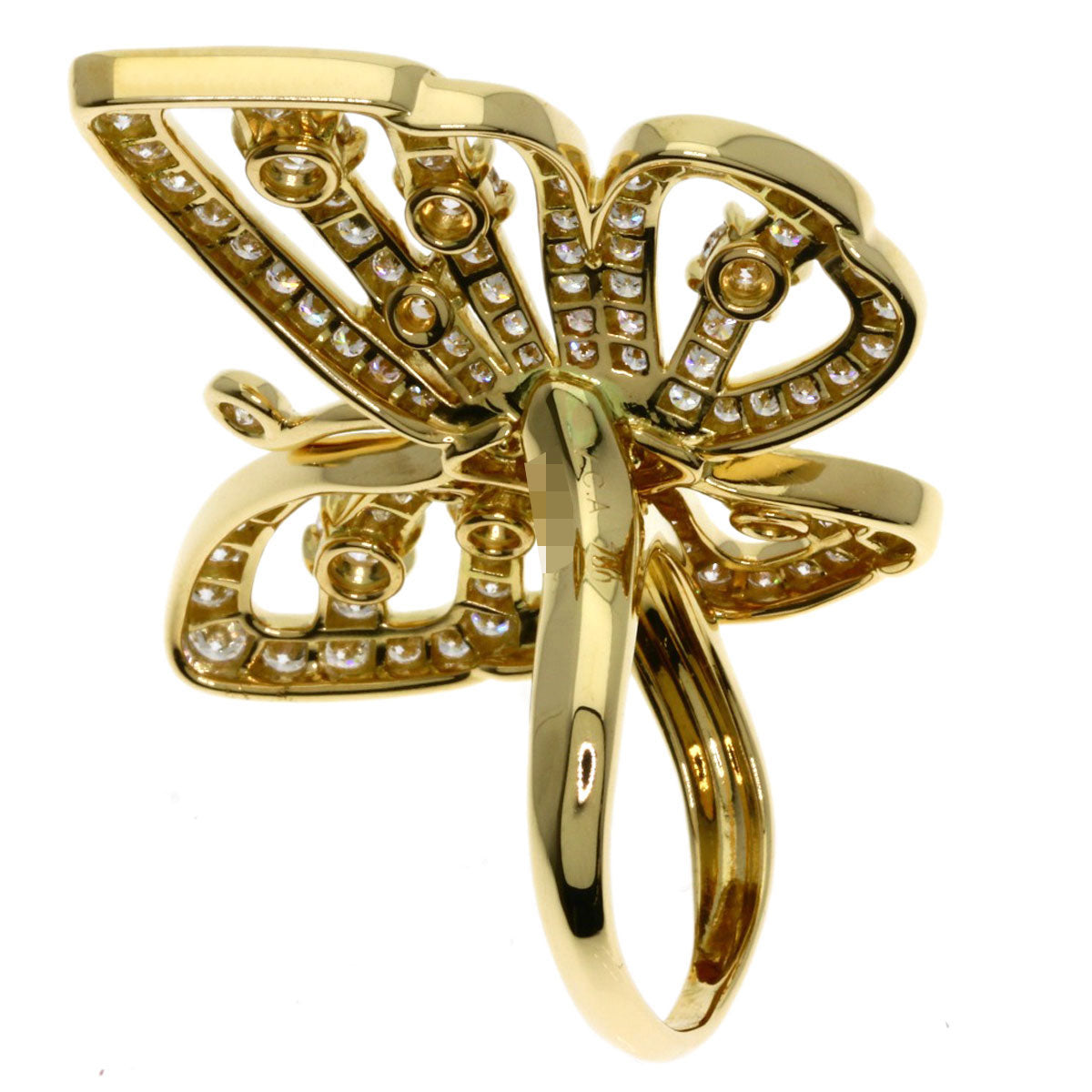 Van Cleef & Arpels Flying Butterfly Entrere Door Diamond #51 Ring K18 Yellow Gold Ladies [Used]