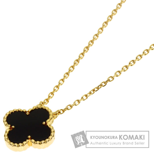 Van Cleef & Arpels Vintage Alhambra Onyx Necklace K18 Yellow Gold Ladies [Used]