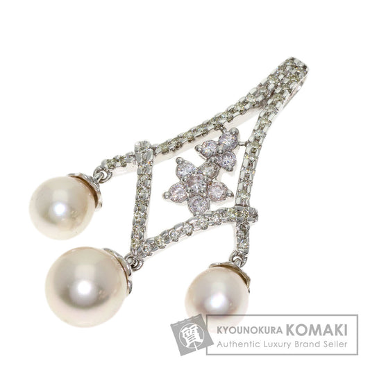 Pearl Pearl Diamond Pendant top K18 White Gold 4.5g　Ladies