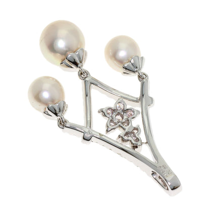 Pearl Pearl Diamond Pendant top K18 White Gold 4.5g　Ladies