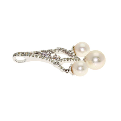 Pearl Pearl Diamond Pendant top K18 White Gold 4.5g　Ladies