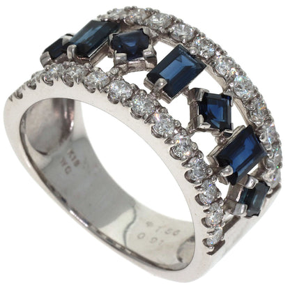 1.56ct Sapphire Diamond Ring K18 White Gold 6.8g　Ladies