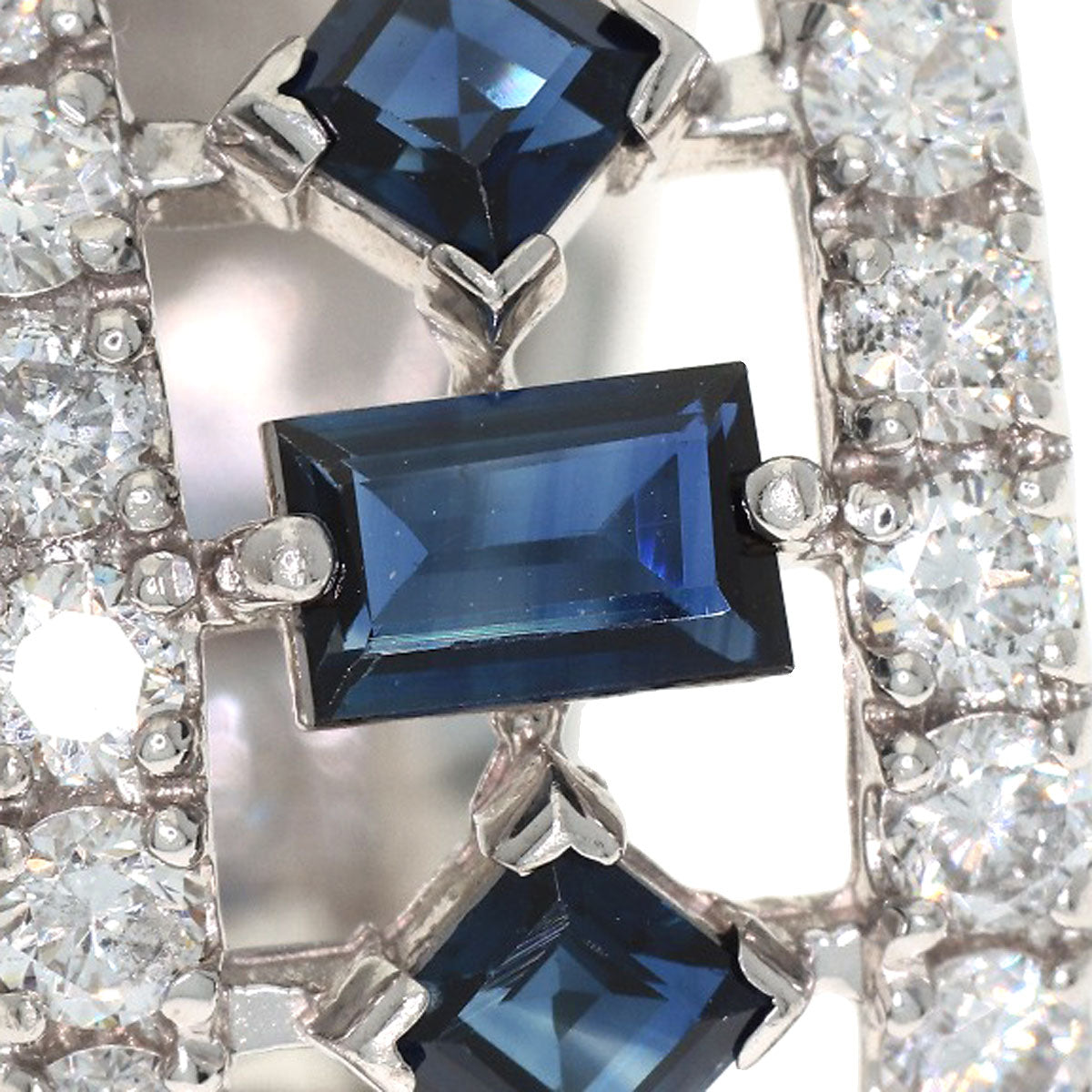 1.56ct Sapphire Diamond Ring K18 White Gold 6.8g　Ladies