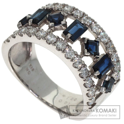 1.56ct Sapphire Diamond Ring K18 White Gold 6.8g　Ladies