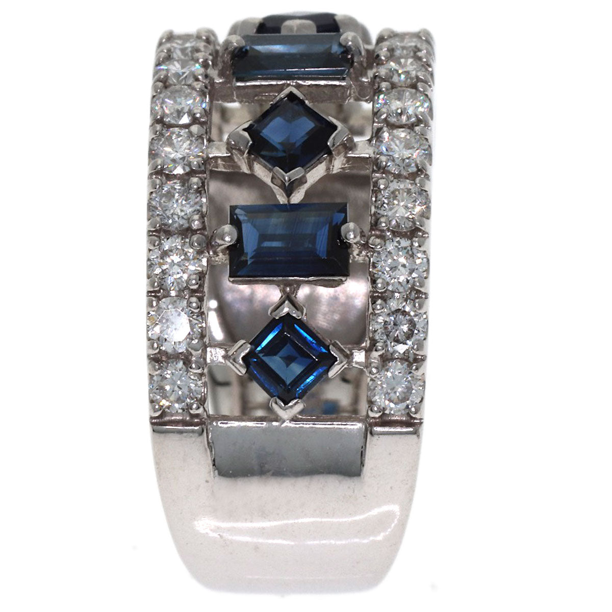 1.56ct Sapphire Diamond Ring K18 White Gold 6.8g　Ladies