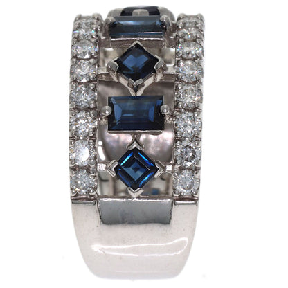 1.56ct Sapphire Diamond Ring K18 White Gold 6.8g　Ladies
