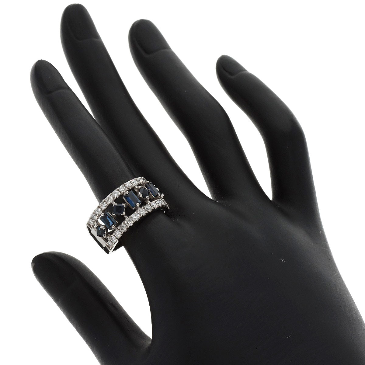 1.56ct Sapphire Diamond Ring K18 White Gold 6.8g　Ladies