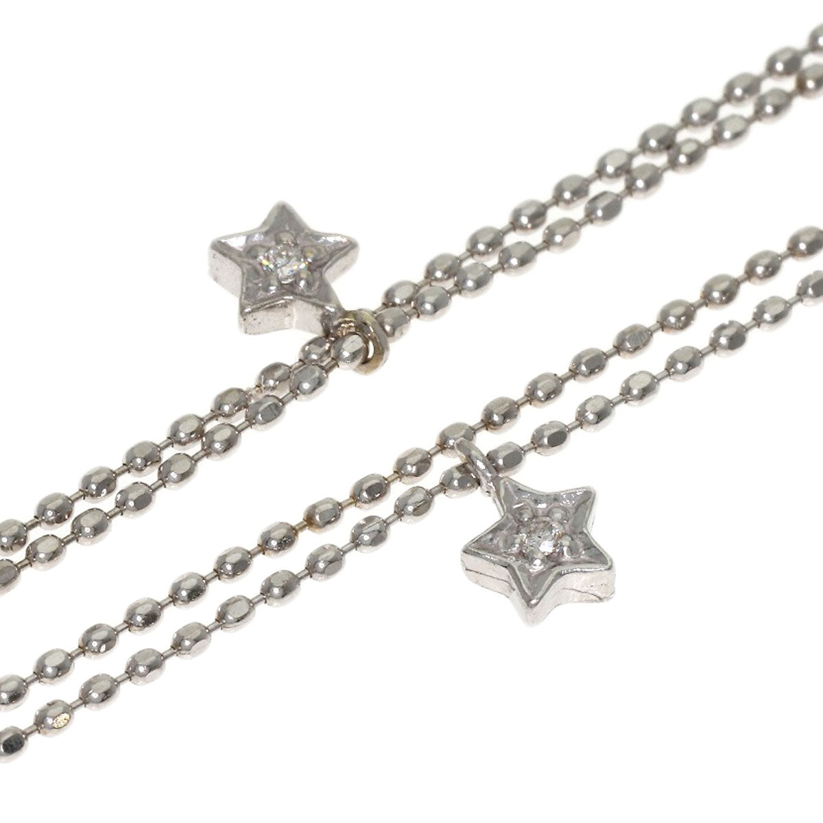Double Diamond Bracelet K18 White Gold 1.6g　Ladies