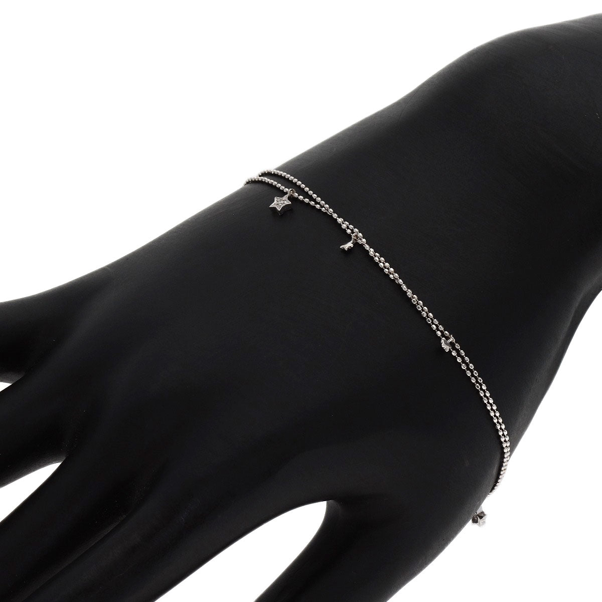 Double Diamond Bracelet K18 White Gold 1.6g　Ladies