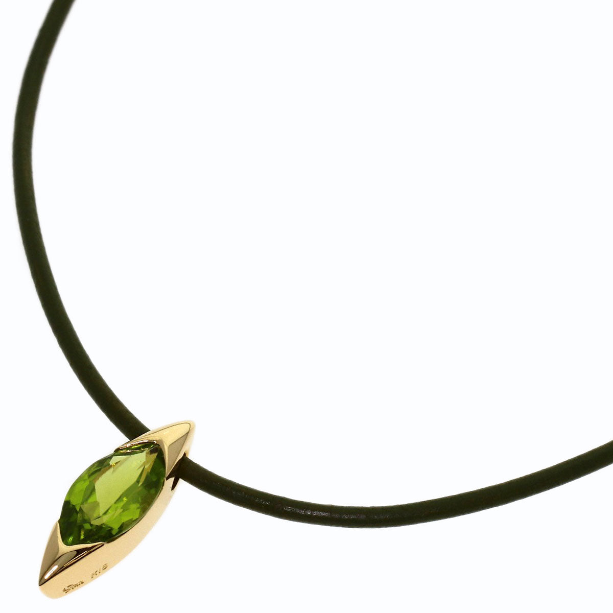 STAR JEWELRY Peridot leather cord Necklace K18 Yellow Gold Ladies [Used]
